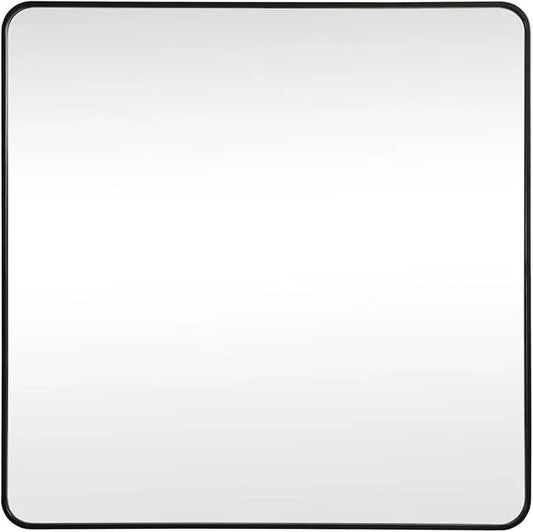 ARS Concepts Aura, Soft Corner Metal Square Mirror 42X42 Inch in, Modern, Black - ModernBath