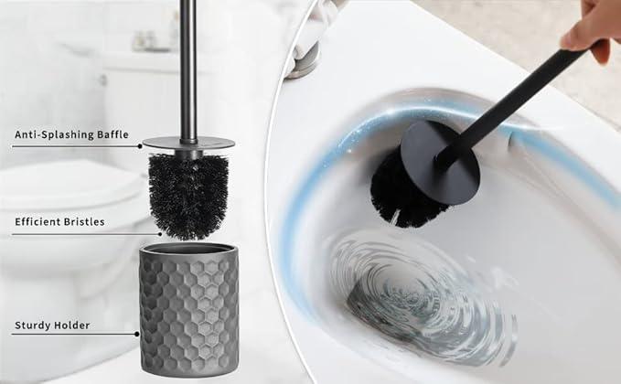 zccz Bathroom Accessory Set, 6 Piece Grey Bathroom Accessories Set with Trash Can, Toothbrush Holder, Toothbrush Cup, Soap Dispenser, Soap Dish, Toilet Brush with Holder, Trash Can, Light Gray - ModernBath
