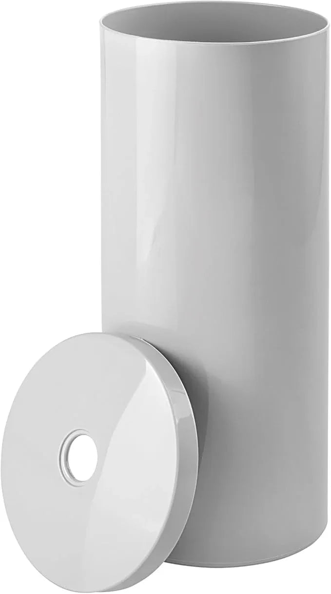 iDesign Freestanding Toilet Paper Canister with Lid for 3 Extra Rolls, Gray, Made in USA - ModernBath