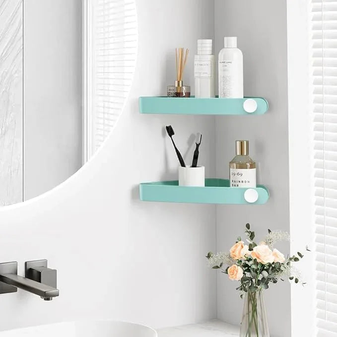 Sotfamily Shower Caddy Corner, 2 Pack Adhesive Corner Shower Shelves for Bathroom Organizers and Storage, Rust Free Plastic Rack for Bathroom Accessories & Decor, Turquoise - ModernBath