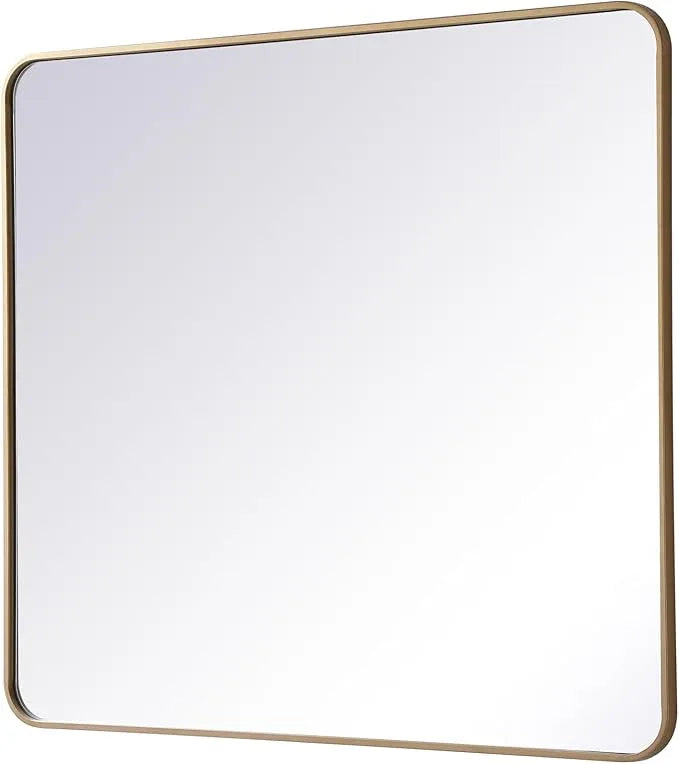ARS Concepts Aura, Soft Corner Metal Rectangular Mirror 36X40 Inch in, Modern, Brass - ModernBath