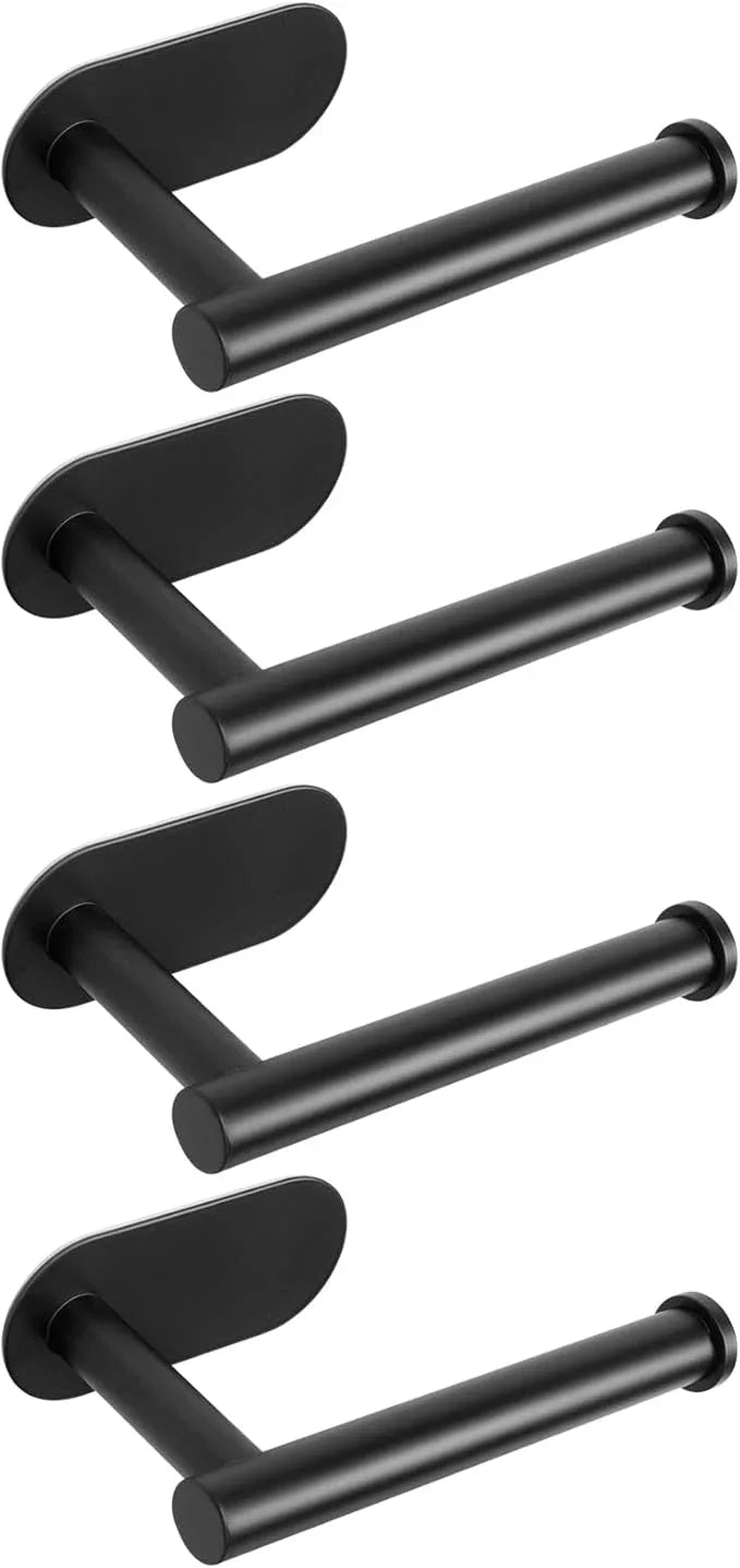 NearMoon Toilet Paper Holder Self Adhesive, Premium Thicken SUS304 Stainless Steel Rustproof Adhesive Toilet Roll Holder no Drilling for Bathroom, Kitchen, Washroom (4 Pack, Matte Black) - ModernBath