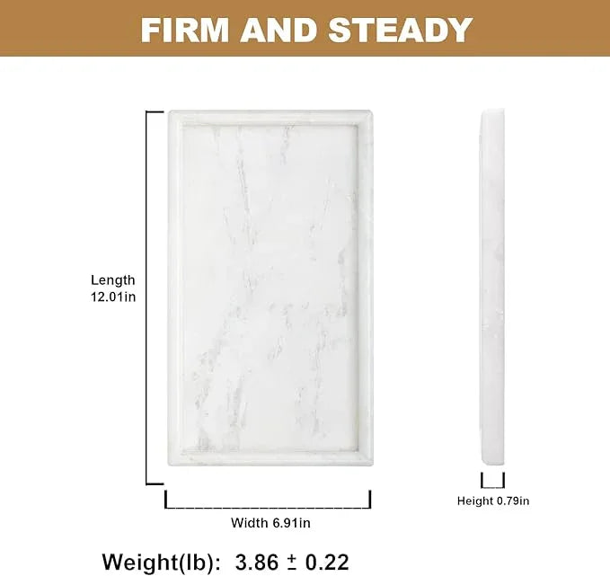 Koville African Natural Marble Tray, 12"x7" Coffee Table Vanity/Decorative Tray for Jewerly, Watch, Perfume Candle Tray for Bedroom/Bathroom/Kitchen Countertop - ModernBath