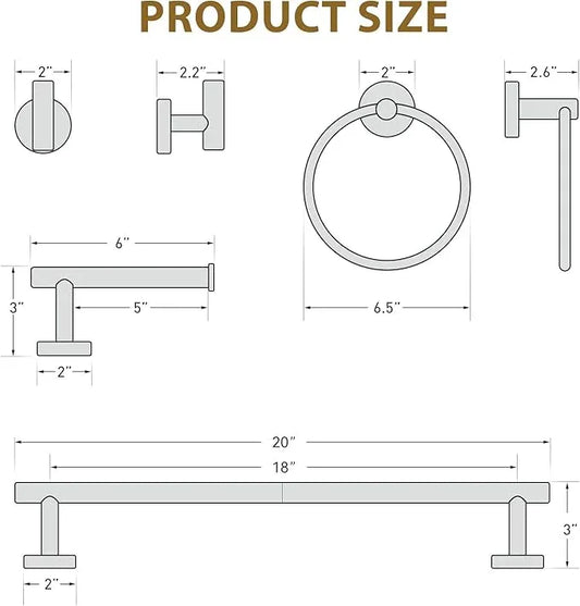 Matte Black Bathroom Hardware Set, Modern 18 Inch Towel Bar Set, Wall Mounted Bathroom Accessories Set, Durable SUS304 Stainless Steel, 4-Piece - ModernBath
