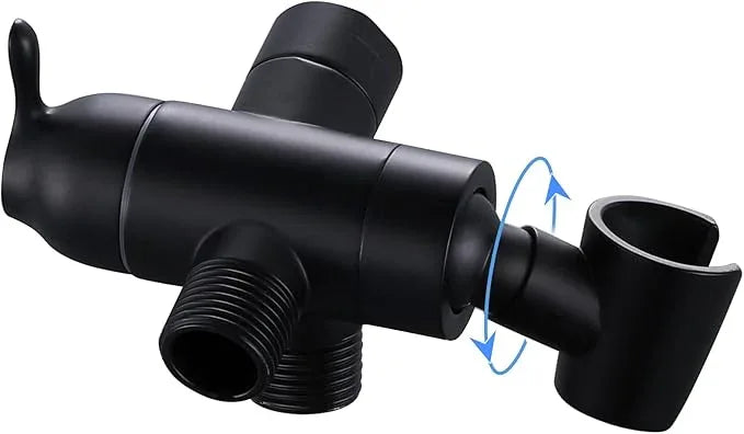 Shower Arm Diverter with Handshower Mount, G1/2 Brass 3 Way Shower Diverter Valve Bathroom Universal Shower System Replacement for Handheld Shower and Fixed Shower Head(Matte Black) - ModernBath
