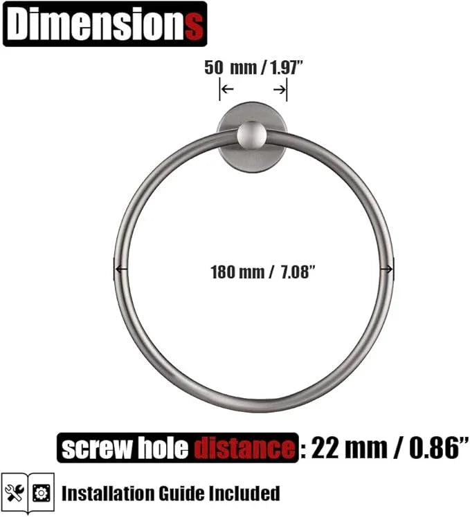 JQK Towel Ring, 304 Stainless Steel Hand Towel Holder for Bathroom, Brushed Finished Wall Mount, TR130-BN - ModernBath