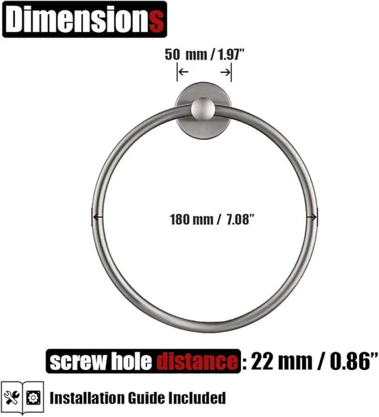 JQK Towel Ring, 304 Stainless Steel Hand Towel Holder for Bathroom, Brushed Finished Wall Mount, TR130-BN - ModernBath