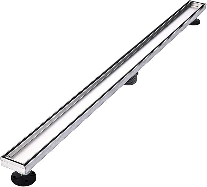 Linear Shower Floor Drain, 36 Inch Brushed Nickel 304 Stainless Steel Bathroom Drains Kit, Rectangular Shower Trench Drain with Reversable Tile-in Pattern Drain Cover & Hair Catcher - ModernBath