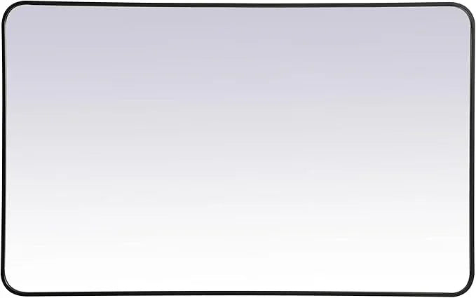 ARS Concepts Aura, Soft Corner Metal Rectangular Mirror 30X48 Inch in, Modern, Black - ModernBath