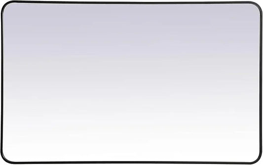 ARS Concepts Aura, Soft Corner Metal Rectangular Mirror 30X48 Inch in, Modern, Black - ModernBath