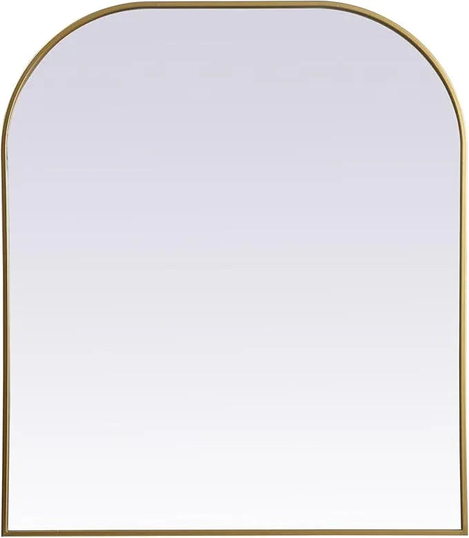 Illuminate, Metal Frame Arch Mirror 36X42 Inch in, Modern, Brass - ModernBath