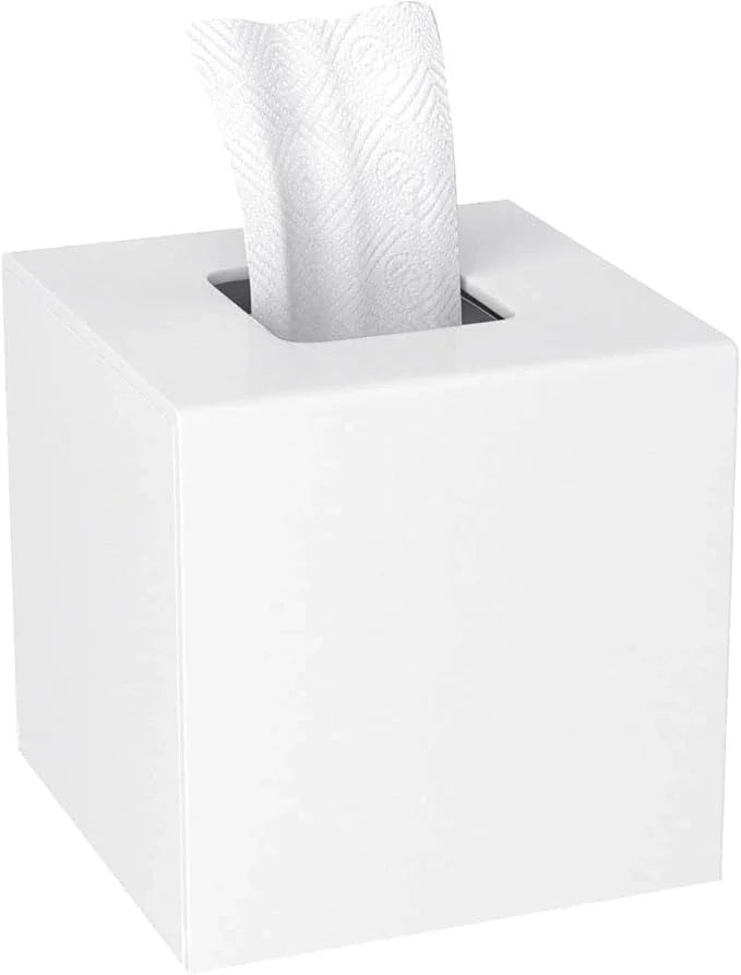 HIIMIEI Acrylic Tissue Box Cover Decorative Square Tissue Holder Napkin Dispensert for Bathroom-White - ModernBath
