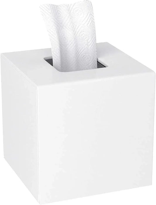 HIIMIEI Acrylic Tissue Box Cover Decorative Square Tissue Holder Napkin Dispensert for Bathroom-White - ModernBath