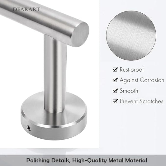 DEARART 5 Pieces Bathroom Caddy Set, Stainless Steel Towel Holder, Shower Shelves, Paper Holder for Bathroom Wall Mounted, Silver Grey