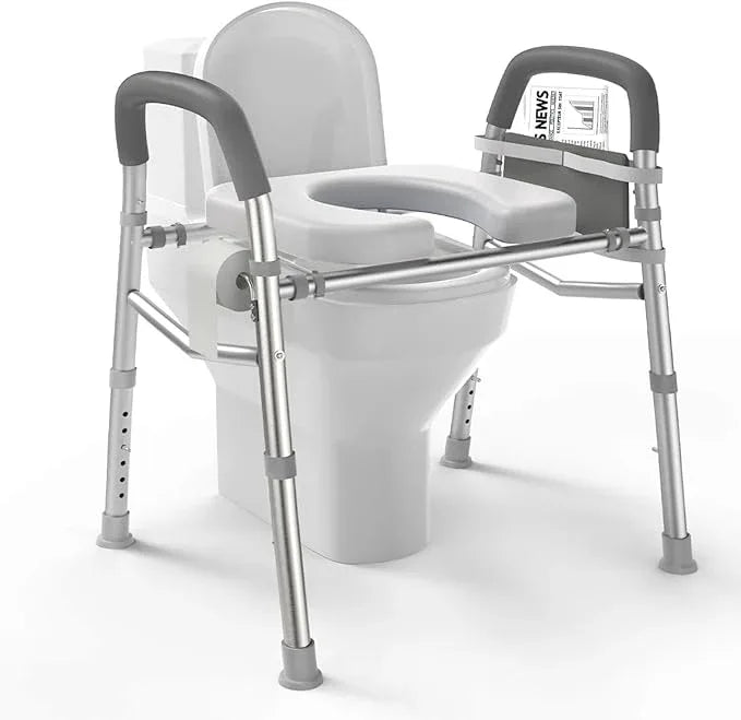 Raised Toilet Seat with Handles, Heavy Duty 400lb Medical Safety Frame, Bathroom Assist Toilet Seat Raiser for Seniors, Handicap, Disabled - ModernBath