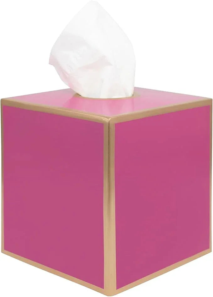 Jaye’s Studio Decorative Square Tissue Box Cover Pink Tissue Holder for Bathroom Bedroom & Home, Metal Tissue Box Holder, Pink Tissue Box Cover Cube, Facial Tissue Dispenser & Farmhouse Decor (6x6x5) - ModernBath