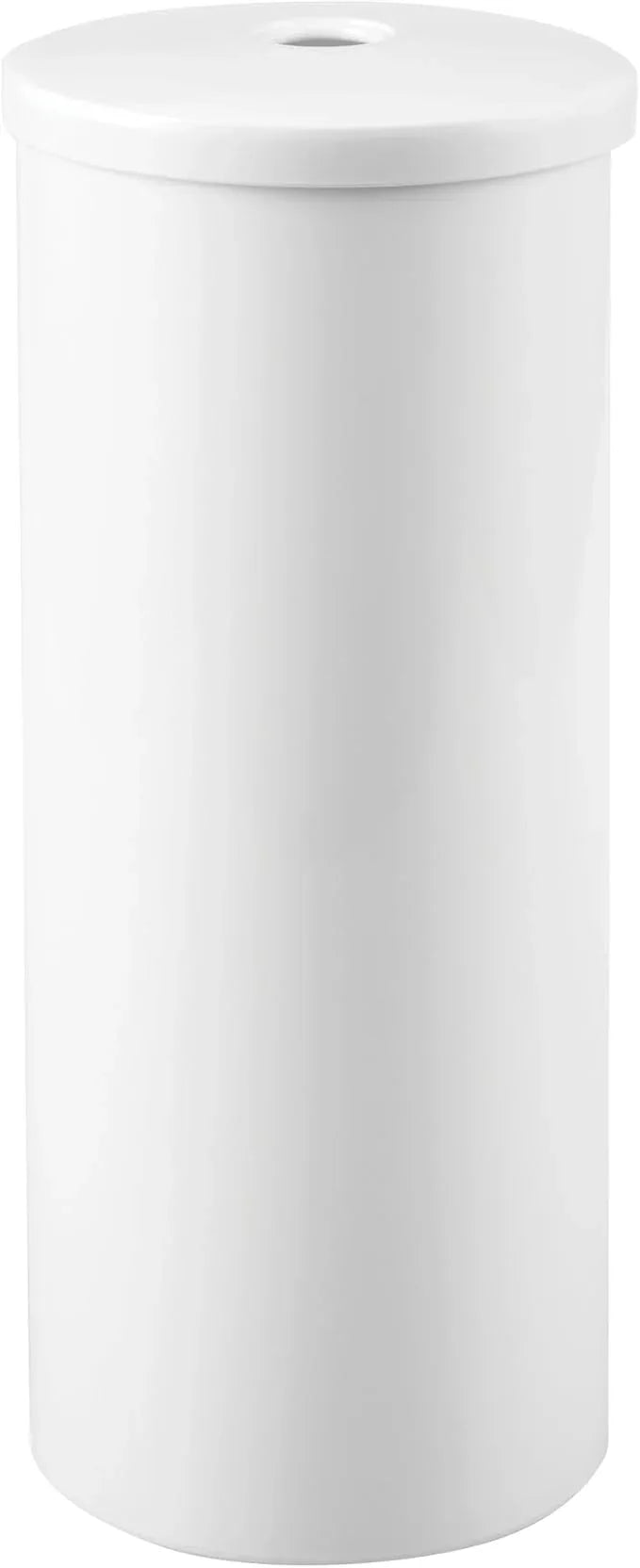 iDesign Freestanding Toilet Paper Canister with Lid for 3 Extra Rolls, White, Made in USA - ModernBath