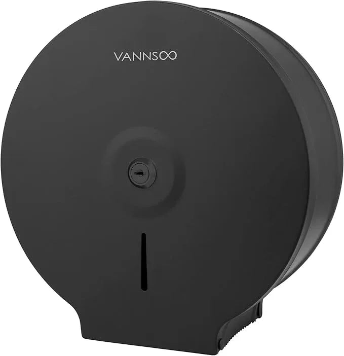 Commercial Jumbo Toilet Paper Dispenser, Wall Mount Stainless Steel 9 Inch Roll Toilet Paper Holder Bath Tissue Dispenser with Lock Key (Black) - ModernBath