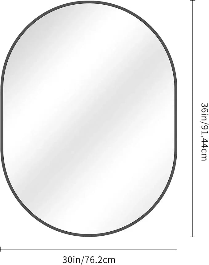 Bathroom Mirrors, 36" x48" Black Mirrors, Oval Vanity Mirrors, Metal Framed Wall Mounted Mirrors, Vertical/Horizontal Mirror for Bathroom Bedroom Entryway Living Room - ModernBath