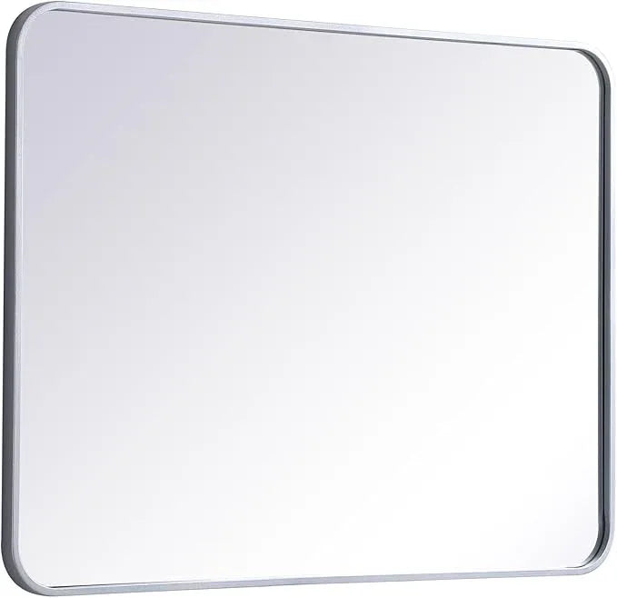 ARS Concepts Aura, Soft Corner Metal Rectangular Mirror 27X36 Inch in, Modern, Silver - ModernBath