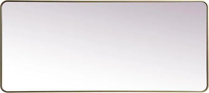 ARS Concepts Aura, Soft Corner Metal Rectangle Mirror 32X72 Inch in, Modern, Brass - ModernBath