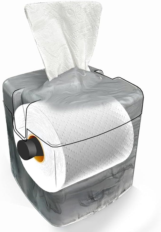 Tissuecaddy Life Hack Toilet Paper Dispenser - Money Saver Alternative to Tissue Box and Tissue Box Holder | Home, Bathroom, and More - Grey Granite