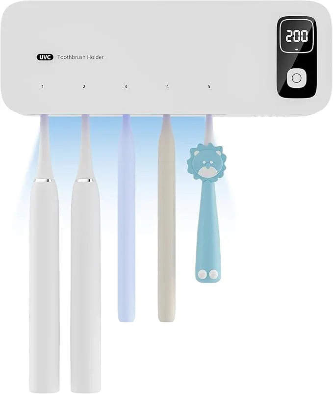 UV Toothbrush sanitiizer and Holder, Strong Saniti zer Air Drying, 200s and 400s Timed Toothbrush Case, 2200mAh Rechargeable Cordless Wall Mounted Home Toothbrush steril izer - ModernBath