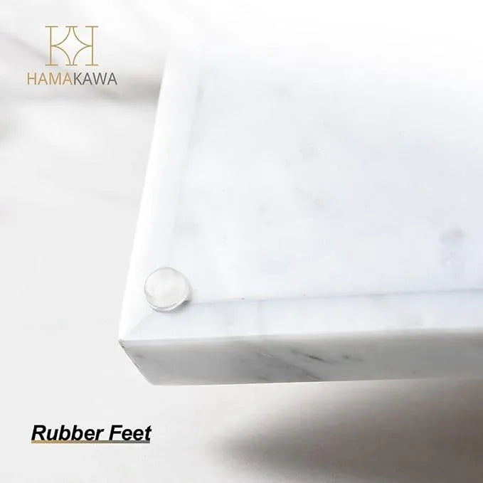HAMAKAWA Large Bathroom Vanity Tray, Real Natural Marble Sink Tray 12 inch, Carrara White Stone Toilet Tank Trays, Modern Dresser Trays, Countertop Organizer for Kitchen Counter, Soap Dispenser - ModernBath
