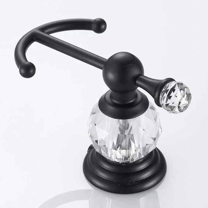 Crystal Black Towel Hook, Bathroom Robe Hook, Coat Rack Hanger Heavy Sturdy Double Towel Hooks Bath Farmhouse Clothes Hook Wall Mounted Modern for Bathroom Kitchen Washroom - ModernBath