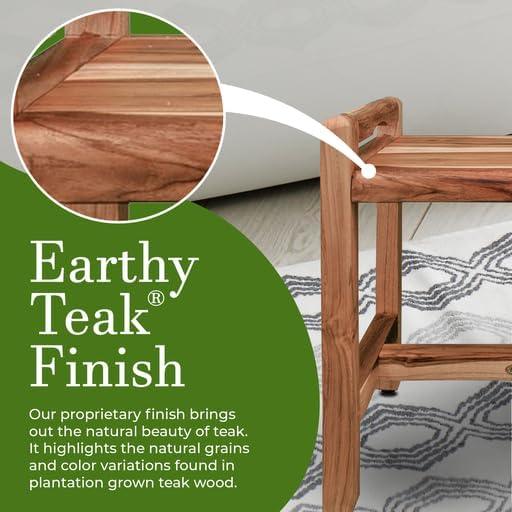 EcoDecors Eleganto 2O Inch Natural Color Waterproof Teak Wood Shower Bench Stool Seat Chair For Inside Shower Provides Safety, Storage, and Organization For Bathroom Accessories - ModernBath