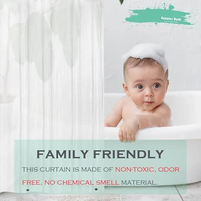 Eazzier Bath Frosted Plastic Shower Curtain Liner, 72x72 Inch Lightweight Translucent Plastic Bathroom Shower Showroom Inner Curtain with Rustproof Metal Grommet Holes and Weighted Magnets - ModernBath
