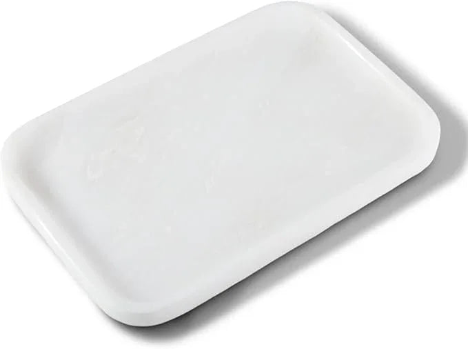Karibiber Vanity Tray, 11.8inch Marble Bathroom Tray for Countertop, White Marble Bathroom Dresser, Stone Serving Tray for Kitchen Counter, Storage Organizer for Decor, Perfume, Jewelry - ModernBath