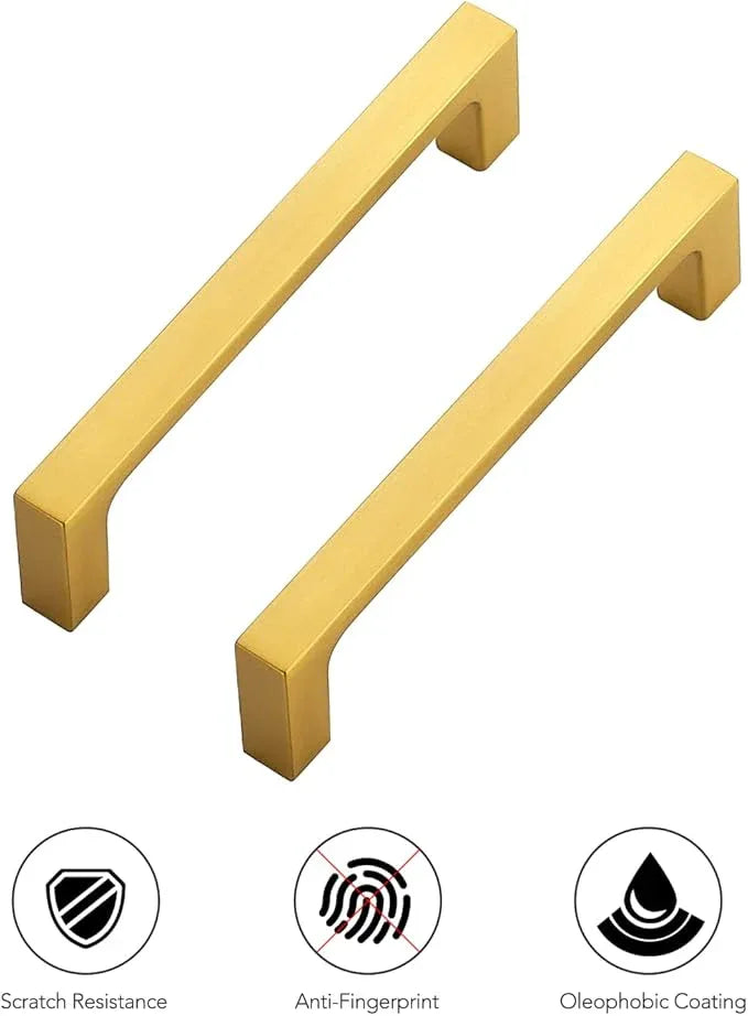 Ravinte 20 Pack Solid 4 Inch Square Cabinet Handles - Brushed Brass Drawer Pulls - Kitchen Hardware and Handles - ModernBath