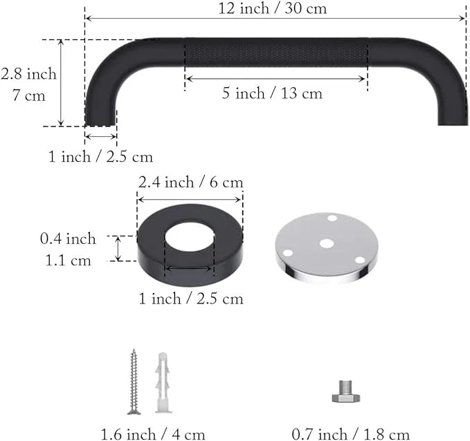 12 Inch Shower Grab Bar Oil Rubbed Black, Munzong Anti Slip Bathroom Grab Bar, Knurled Bathroom Balance Bar, Safety Hand Rail Support Handicap Elderly Injury Senior Assist Bath Handle - ModernBath