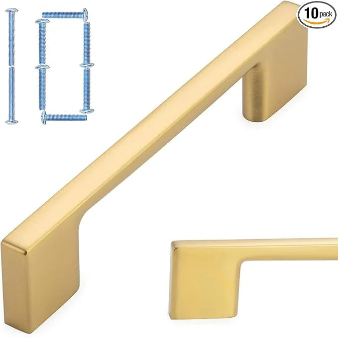 KOOFIZO 10 Pack 3-3/4 Inch Brushed Gold Kitchen Cabinet Pulls Gold Cabinet Handles Gold Cabinet Hardware for Kitchen Cabinets Drawer P01 Dresser Cupboard Bedroom Bathroom - ModernBath