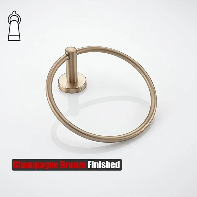 JQK Towel Ring Champagne Bronze, 304 Stainless Steel Hand Towel Holder for Bathroom Wall Mount, TR130-CB - ModernBath