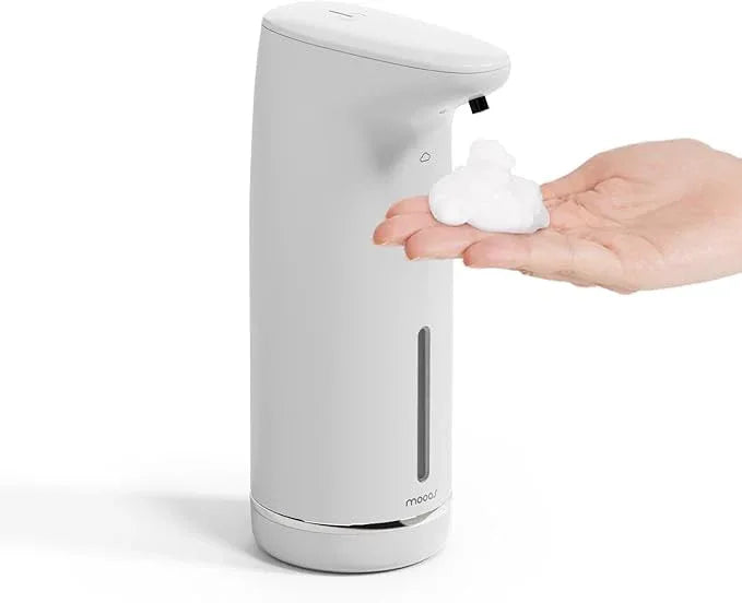 mooas Automatic Foaming Soap Dispenser Milky Touchless Foaming Hand Soap Dispenser, USB Rechargeable Electric Sensor Auto Foam Soap Dipsenser for Bathroom Kitchen Dish Wash Commercial 10.8oz (White) - ModernBath