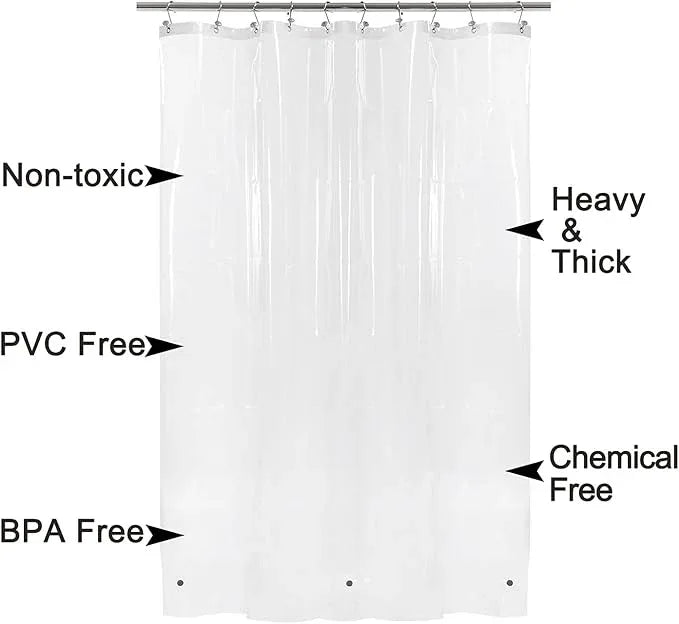 BAROSSA Design 48 inch Wide Stall Shower Curtain Liner with 3 Magnets - PEVA, Waterproof, PVC Free, Metal Grommets, Clear, 48x72 - ModernBath