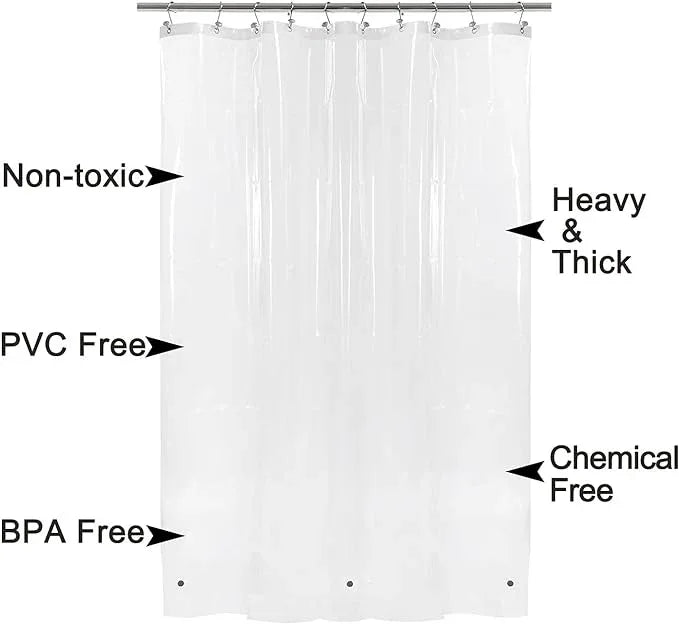 Barossa Design Long Shower Curtain Liner 78" Height - 6 Magnets & 8G Heavy Duty PEVA, Waterproof, PVC Free, Metal Grommets, Clear, 72x78 - ModernBath