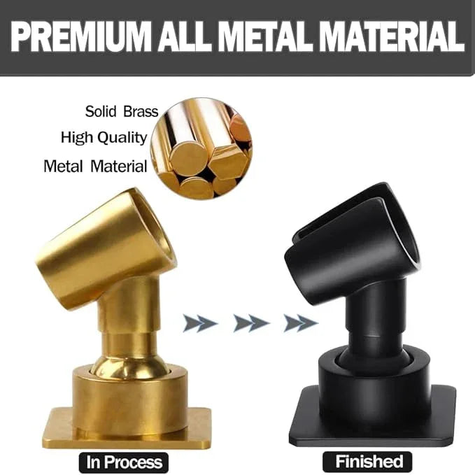 Shower Head Holder All Meta lHandheld Shower Wand Bracket Adhesive Shower Wall Mount Holder Brass Shower Spray Holder Black, Drill Free Glue Installation - ModernBath