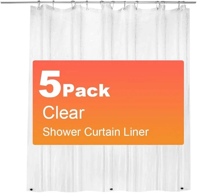 ZEMAHOME 5 Pack PEVA Plastic Shower Curtain Liner Premium Light Weight 72" x 72" Clear Bathroom Shower Showroom Curtain Liner with Rustproof Metal Gromments and Weighted Magnet - ModernBath