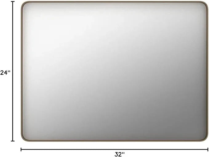 JISOSO Bronze Bathroom Mirror 24x32 Inch, Brushed Bronze Metal Frame Mirror for Wall, Rounded Rectangle Bathroom Vanity Mirror with Tempered Glass, Anti-Rust, Horizontal/Vertical - ModernBath