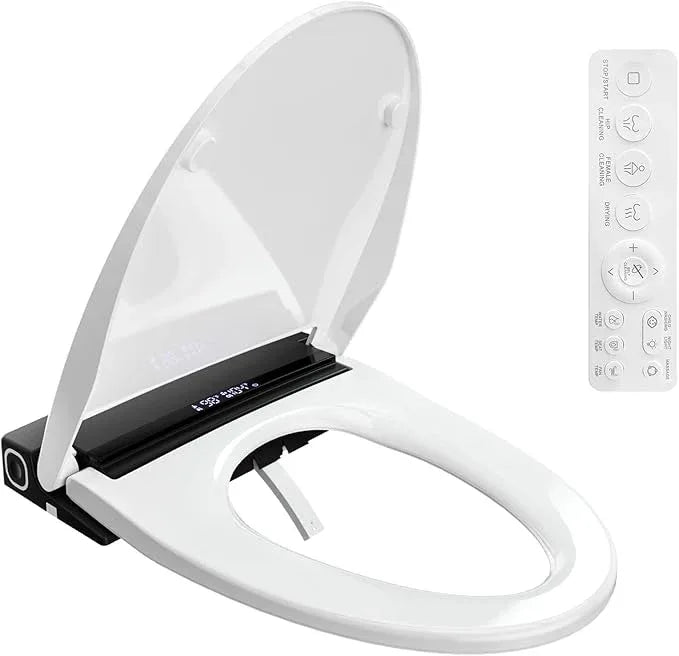 Baotree Electric Toilet Seat, Elongated Smart Heated Toilet Seat with Warm Water & Dryer, Feminine & Child Hip Wash, Wireless Remote, Self-Clean, Stainless Steel Nozzle, Adjustable Water Pressure - ModernBath