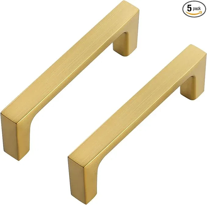 Ravinte 5 Pack Solid 3 Inch Square Cabinet Handles - Brushed Brass Drawer Pulls - Kitchen Hardware and Handles - ModernBath