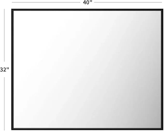 LOAAO 40"X32" Black Rectangle Bathroom Mirror Wall, Matte Black Aluminum Alloy Frame, Tempered Glass, Hangs Vertically or Horizontally, Easy to Install - ModernBath