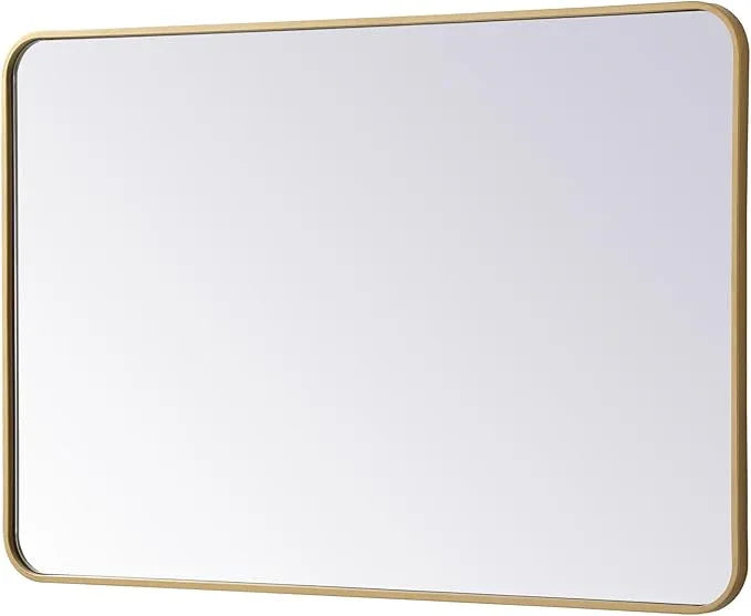 ARS Concepts Aura, Soft Corner Metal Rectangular Mirror 28X42 Inch in, Modern, Brass - ModernBath