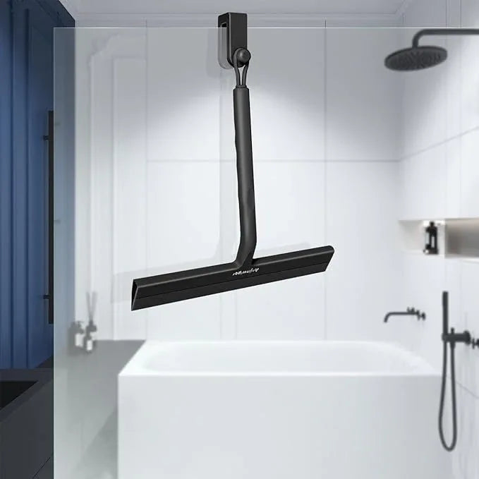 Anjinwiper Shower Squeegee for Glass Doors with Adhesive Hook, All-Purpose Squeegee for Shower Glass, Bathroom, Window, Mirror, Car Glass and Tile Wall-8.6 Inches,Black - ModernBath