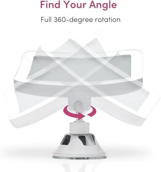 Fancii Rechargeable 10x Magnifying Mirror with 3 LED Light Settings, Dimmable Touch Light, Cordless, Locking Suction Mount, Lighted Mirror for Bathroom or Travel, Mira 2 (White) - ModernBath