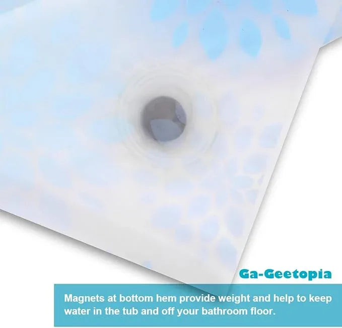 Ga-Geetopia White Snow Thin Plastic Shower Curtain or Liner 72" x 72" Water Repellent Lightweight Odorless Bathroom Showroom Curtain Liner with Rustproof Metal Grommet Holes, Magnets - ModernBath