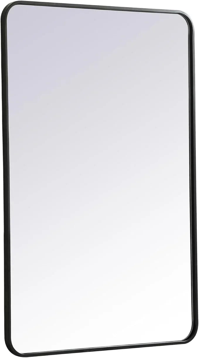 ARS Concepts Aura, Soft Corner Metal Rectangular Mirror 28X42 Inch in, Modern, Black - ModernBath